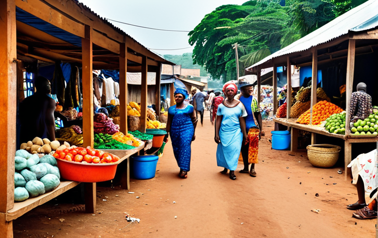 **Prompt:** A vibrant market scene in Ghana,