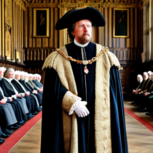 Home 20 A dignified 17th-century English King, fully clothed in appropriate, modest regal attire, stands attentively before a group of parliamentarians in professional dress within a grand, historic parliamentary chamber. The atmosphere is one of respectful dialogue, reflecting a shift in power dynamics from absolute monarchy to a more accountable system. The setting emphasizes historical authenticity and architectural detail. Safe for work, appropriate content, perfect anatomy, correct proportions, natural pose, well-formed hands, proper finger count, natural body proportions, professional photography, high quality.