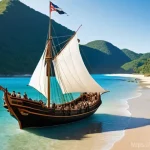 제국주의와 식민지배 - **Prompt 1: The Arrival of a New Era**
    "A majestic 16th-century European sailing ship, with full...