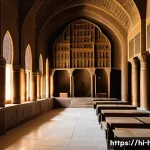 이슬람 제국의 발전 - **Prompt:** "A panoramic view inside the legendary Bayt al-Hikma (House of Wisdom) in 9th-century Ba...