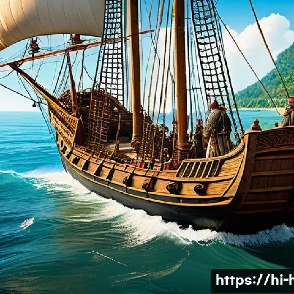 콜럼버스의 신대륙 발견과 원주민 영향 - A detailed historical scene of Christopher Columbus's 1492 voyage arriving at the shores of the New ...