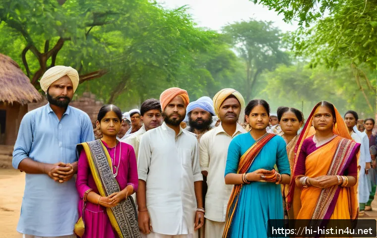 미국 독립혁명과 헌법 제정 - A detailed historical scene depicting the Indian freedom struggle with diverse groups of people from...